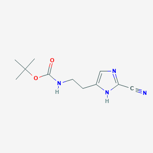 molecular formula C11H16N4O2 B14450178 tert-Butyl 2-(2-cyano-1H-imidazol-5-yl)ethylcarbamate CAS No. 74419-84-4