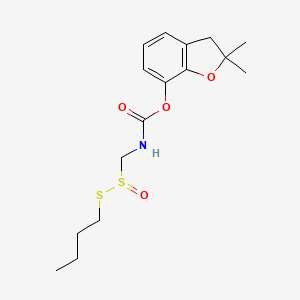 molecular formula C16H23NO4S2 B14450202 Carbamic acid, ((butylthio)sulfinyl)methyl-, 2,3-dihydro-2,2-dimethyl-7-benzofuranyl ester CAS No. 77248-49-8