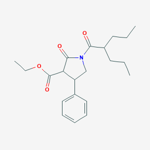 molecular formula C21H29NO4 B144503 Ethyl 2-oxo-1-(1-oxo-2-propylpentyl)-4-phenyl-3-pyrrolidinecarboxylate CAS No. 137427-85-1