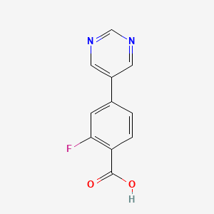 molecular formula C11H7FN2O2 B1445074 2-Fluoro-4-(pyrimidin-5-yl)benzoic acid CAS No. 1248734-00-0