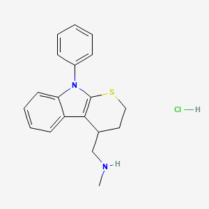 molecular formula C19H21ClN2S B14450936 N-Methyl-9-phenyl-2,3,4,9-tetrahydrothiopyrano(2,3-b)indole-4-methylamine hydrochloride CAS No. 73426-02-5