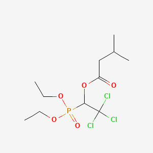 molecular formula C11H20Cl3O5P B14451095 Phosphonic acid, (2,2,2-trichloro-1-hydroxyethyl)-, diethyl ester, isovalerate CAS No. 73825-58-8