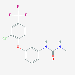 molecular formula C15H12ClF3N2O2 B14451103 N-{3-[2-Chloro-4-(trifluoromethyl)phenoxy]phenyl}-N'-methylurea CAS No. 78747-74-7