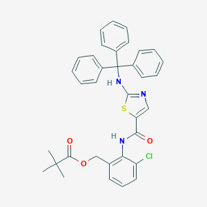 molecular formula C35H32ClN3O3S B144512 2,2-Dimethyl-propanoic Acid [3-Chloro-2-[[[2-[(triphenylmethyl)amino]-5-thiazolyl]carbonyl]amino]phe CAS No. 910298-41-8