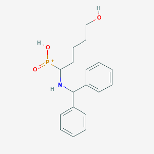 molecular formula C18H23NO3P+ B14451225 Phosphinic acid, [1-[(diphenylmethyl)amino]-5-hydroxypentyl]- CAS No. 73337-07-2