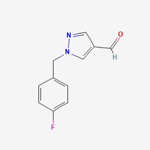 molecular formula C11H9FN2O B1445126 1-[(4-fluorophenyl)methyl]-1H-pyrazole-4-carbaldehyde CAS No. 1342979-38-7