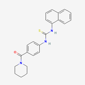 molecular formula C23H23N3OS B14451264 Piperidine, 1-(4-(((1-naphthalenylamino)thioxomethyl)amino)benzoyl)- CAS No. 76870-23-0
