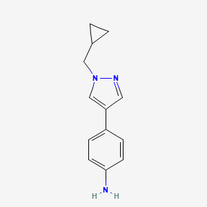 molecular formula C13H15N3 B1445130 4-(1-Cyclopropylmethyl-1H-pyrazol-4-yl)-phenylamine CAS No. 1341146-62-0