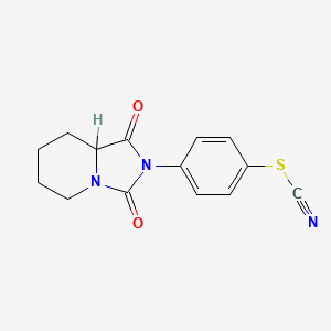 molecular formula C14H13N3O2S B14451438 Thiocyanic acid, 4-(hexahydro-1,3-dioxoimidazo(1,5-)pyridin-2(3H)-yl)phenyl ester CAS No. 76995-60-3