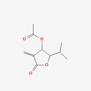 molecular formula C10H14O4 B14451533 2(3H)-Furanone, 4-(acetyloxy)dihydro-3-methylene-5-(1-methylethyl)- CAS No. 76299-62-2