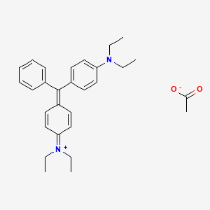 molecular formula C27H33N2.C2H3O2<br>C29H36N2O2 B14451698 Ethanaminium, N-[4-[[4-(diethylamino)phenyl]phenylmethylene]-2,5-cyclohexadien-1-ylidene]-N-ethyl-, acetate CAS No. 76994-37-1