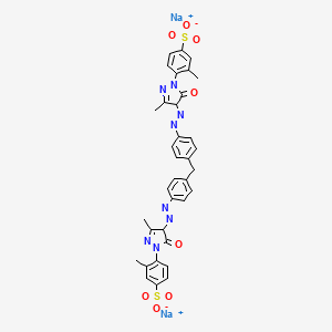 molecular formula C35H30N8Na2O8S2 B14451718 Sodium 4,4'-(methylenebis(4,1-phenyleneazo(4,5-dihydro-3-methyl-5-oxo-1H-pyrazole-4,1-diyl)))bis(3-methylbenzenesulphonate CAS No. 85391-58-8