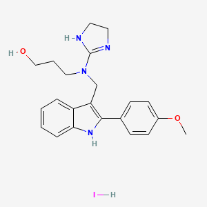 molecular formula C22H27IN4O2 B14451721 1-Propanol, 3-(N-(2-imidazolin-2-yl)-N-(2-(p-methoxyphenyl)-3-indolylmethyl)amino)-, hydriodide CAS No. 77587-85-0