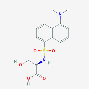 molecular formula C15H18N2O5S B14451884 N-[5-(Dimethylamino)naphthalene-1-sulfonyl]-D-serine CAS No. 77481-09-5