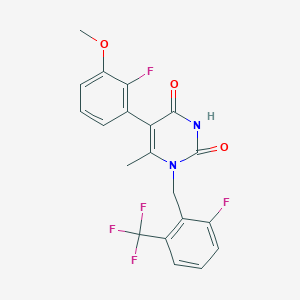 molecular formula C20H15F5N2O3 B1445194 5-(2-Fluoro-3-methoxyphenyl)-1-[[2-fluoro-6-(trifluoromethyl)phenyl]methyl]-6-methyl-2,4(1h,3h)-pyrimidinedione CAS No. 1150560-59-0
