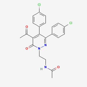 molecular formula C22H19Cl2N3O3 B14452066 N-{2-[5-Acetyl-3,4-bis(4-chlorophenyl)-6-oxopyridazin-1(6H)-yl]ethyl}acetamide CAS No. 75644-15-4
