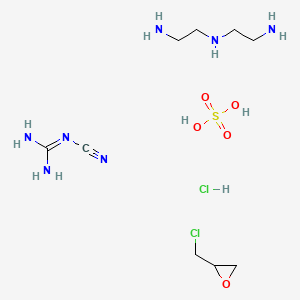 molecular formula C9H25Cl2N7O5S B14452093 N'-(2-aminoethyl)ethane-1,2-diamine;2-(chloromethyl)oxirane;2-cyanoguanidine;sulfuric acid;hydrochloride CAS No. 76649-42-8