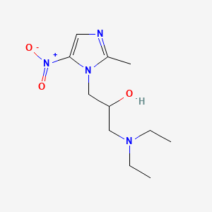 molecular formula C11H20N4O3 B14452108 alpha-((Diethylamino)methyl)-2-methyl-5-nitro-1H-imidazole-1-ethanol CAS No. 74550-94-0