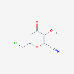 molecular formula C7H4ClNO3 B14452251 6-(Chloromethyl)-3-hydroxy-4-oxo-4H-pyran-2-carbonitrile CAS No. 75743-73-6