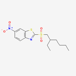 molecular formula C15H20N2O4S2 B14452327 2-(2-Ethylhexane-1-sulfonyl)-6-nitro-1,3-benzothiazole CAS No. 76151-63-8