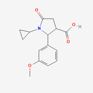 molecular formula C15H17NO4 B1445233 1-环丙基-2-(3-甲氧基苯基)-5-氧代吡咯烷-3-羧酸 CAS No. 1239841-29-2