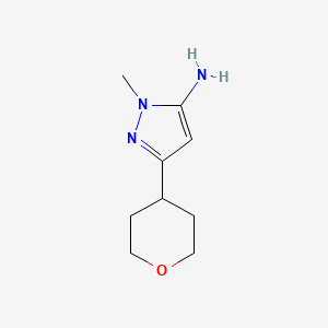 molecular formula C9H15N3O B1445238 1-methyl-3-(oxan-4-yl)-1H-pyrazol-5-amine CAS No. 1340104-61-1