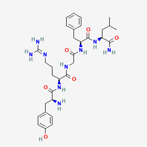 molecular formula C32H47N9O6 B14452423 L-Tyrosyl-N~5~-(diaminomethylidene)-L-ornithylglycyl-L-phenylalanyl-L-leucinamide CAS No. 76939-26-9