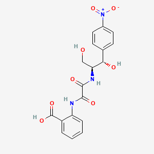 molecular formula C18H17N3O8 B14452444 Anthranilic acid, N-((1,3-dihydroxy-1-(p-nitrophenyl)-2-propyl)oxamoyl)-, L-threo-, (+) CAS No. 76508-91-3