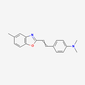 molecular formula C18H18N2O B14452454 N,N-Dimethyl-4-[2-(5-methyl-1,3-benzoxazol-2-yl)ethenyl]aniline CAS No. 73916-08-2