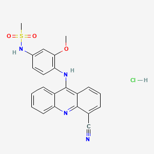 molecular formula C22H19ClN4O3S B14452508 Methanesulfonamide, N-(4-((4-cyano-9-acridinyl)amino)-3-methoxyphenyl)-, monohydrochloride CAS No. 76708-69-5