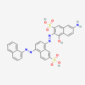 molecular formula C30H21N5O7S2 B14452586 7-Amino-4-hydroxy-3-((4-(1-naphthalenylazo)-7-sulfo-1-naphthalenyl)azo)-2-naphthalenesulfonic acid CAS No. 75627-25-7