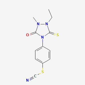 molecular formula C12H12N4OS2 B14452632 Thiocyanic acid, 4-(tetrahydro-1-oxo-3-thioxo-1H-(1,2,4)triazolo(1,2-a))-2(3H)-yl)phenyl ester CAS No. 76995-65-8