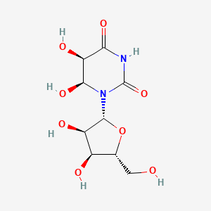 molecular formula C9H14N2O8 B14452645 (5R,6S)-1-[(2R,3R,4S,5R)-3,4-dihydroxy-5-(hydroxymethyl)oxolan-2-yl]-5,6-dihydroxy-1,3-diazinane-2,4-dione CAS No. 72657-24-0