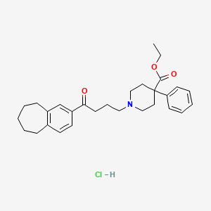 molecular formula C29H38ClNO3 B14452792 4-Piperidinecarboxylic acid, 1-(4-oxo-4-(6,7,8,9-tetrahydro-5H-benzocyclohepten-2-yl)butyl)-4-phenyl-, ethyl ester, hydrochloride CAS No. 74422-45-0