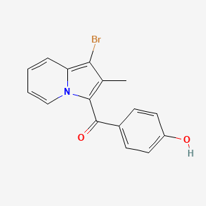 molecular formula C16H12BrNO2 B14452930 (1-Bromo-2-methylindolizin-3-yl)(4-hydroxyphenyl)methanone CAS No. 77832-53-2