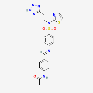 molecular formula C21H20N8O3S2 B14452946 Acetamide, N-(4-(((4-(((2-(1H-tetrazol-5-yl)ethyl)-2-thiazolylamino)sulfonyl)phenyl)imino)methyl)phenyl)- CAS No. 78311-71-4