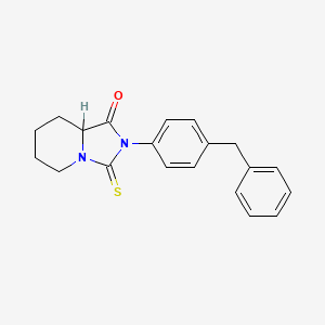 molecular formula C20H20N2OS B14452956 Imidazo(1,5-a)pyridin-1(5H)-one, hexahydro-2-(4-(phenylmethyl)phenyl)-3-thioxo- CAS No. 76995-63-6
