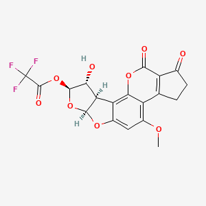 molecular formula C19H13F3O9 B14453037 [(3R,4R,5S,7S)-4-hydroxy-11-methoxy-16,18-dioxo-6,8,19-trioxapentacyclo[10.7.0.02,9.03,7.013,17]nonadeca-1,9,11,13(17)-tetraen-5-yl] 2,2,2-trifluoroacetate CAS No. 75084-31-0