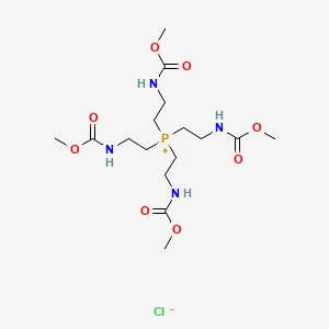 molecular formula C16H32ClN4O8P B14453042 7,7-Bis(2-((methoxycarbonyl)amino)ethyl)-3,11-dioxo-2,12-dioxa-4,10-diaza-7-phosphoniatridecane chloride CAS No. 76343-25-4