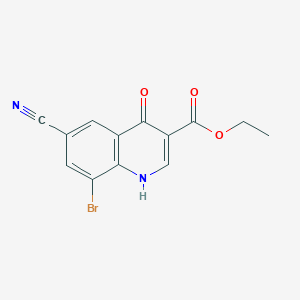 molecular formula C13H9BrN2O3 B1445306 Ethyl 8-bromo-6-cyano-4-hydroxyquinoline-3-carboxylate CAS No. 1233518-56-3