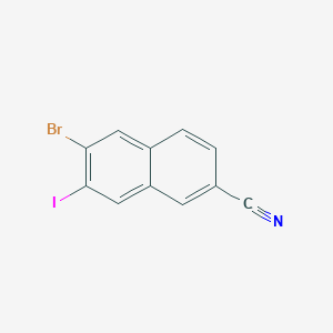 molecular formula C11H5BrIN B1445314 6-Bromo-7-iodo-2-naphthonitrile CAS No. 1042170-69-3