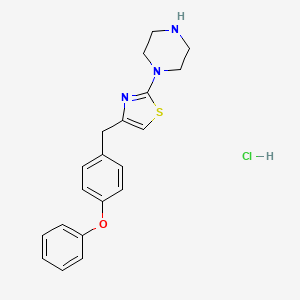 molecular formula C20H22ClN3OS B14453252 Piperazine, 1-(4-((4-phenoxyphenyl)methyl)-2-thiazolyl)-, monohydrochloride CAS No. 73553-70-5