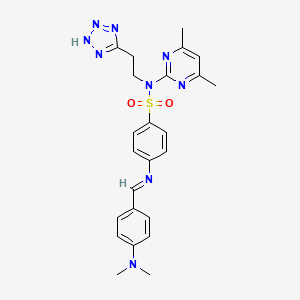 molecular formula C24H27N9O2S B14453538 Benzenesulfonamide, 4-(((4-(dimethylamino)phenyl)methylene)amino)-N-(4,6-dimethyl-2-pyrimidinyl)-N-(2-(1H-tetrazol-5-yl)ethyl)- CAS No. 78311-82-7