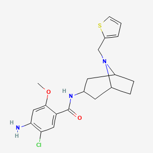 molecular formula C20H24ClN3O2S B14453666 exo-4-Amino-5-chloro-2-methoxy-N-(8-(2-thenyl)-8-azabicyclo(3.2.1)oct-3-yl)benzamide CAS No. 76352-18-6