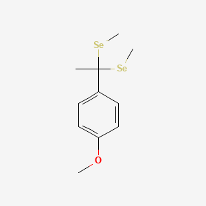 molecular formula C11H16OSe2 B14453803 1-[1,1-Bis(methylselanyl)ethyl]-4-methoxybenzene CAS No. 75155-23-6