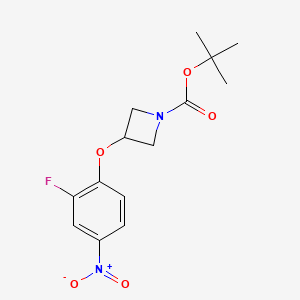 molecular formula C14H17FN2O5 B1445384 叔丁基 3-(2-氟-4-硝基苯氧基)氮杂环丁烷-1-甲酸酯 CAS No. 250371-89-2