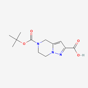 molecular formula C12H17N3O4 B1445386 5-(tert-Butoxycarbonyl)-4,5,6,7-tetrahydropyrazolo[1,5-a]pyrazine-2-carboxylic acid CAS No. 1209492-73-8