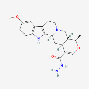 molecular formula C21H26N4O3 B14453952 Oxayohimban-16-carboxylic acid, 16,17-didehydro-10-methoxy-19-methyl-, hydrazide, (19-alpha)- CAS No. 72407-38-6