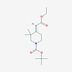molecular formula C16H27NO4 B1445414 1-Boc-4-(2-乙氧基-2-氧代乙叉基)-3,3-二甲基哌啶 CAS No. 958026-98-7