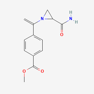 molecular formula C13H14N2O3 B14454201 Methyl 4-[1-(2-carbamoylaziridin-1-yl)ethenyl]benzoate CAS No. 75985-02-3